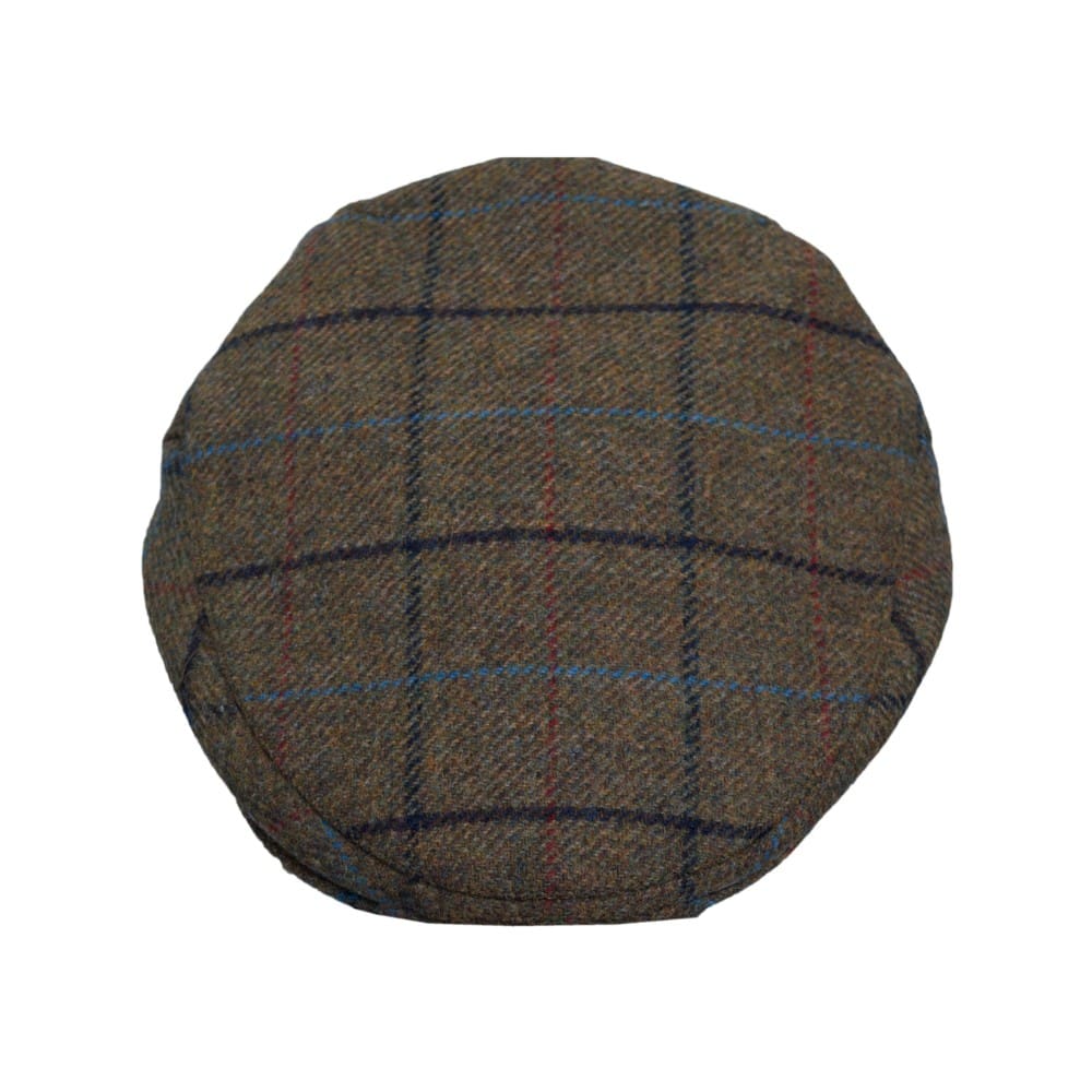 Abraham Moon Tweed Alfred Flat Cap in Castleton Green, lining detail