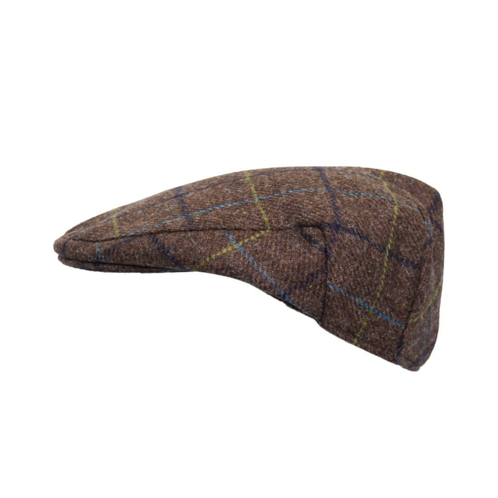 Abraham Moon Tweed Alfred Flat Cap in Oak Brown, back