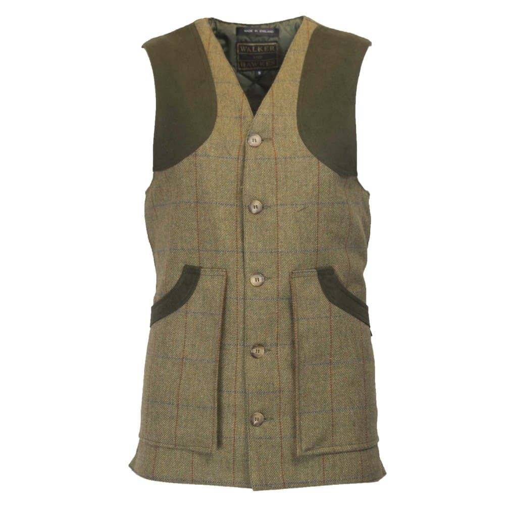 Men's Derby Tweed Winston Waistcoat in Forest Green, front
