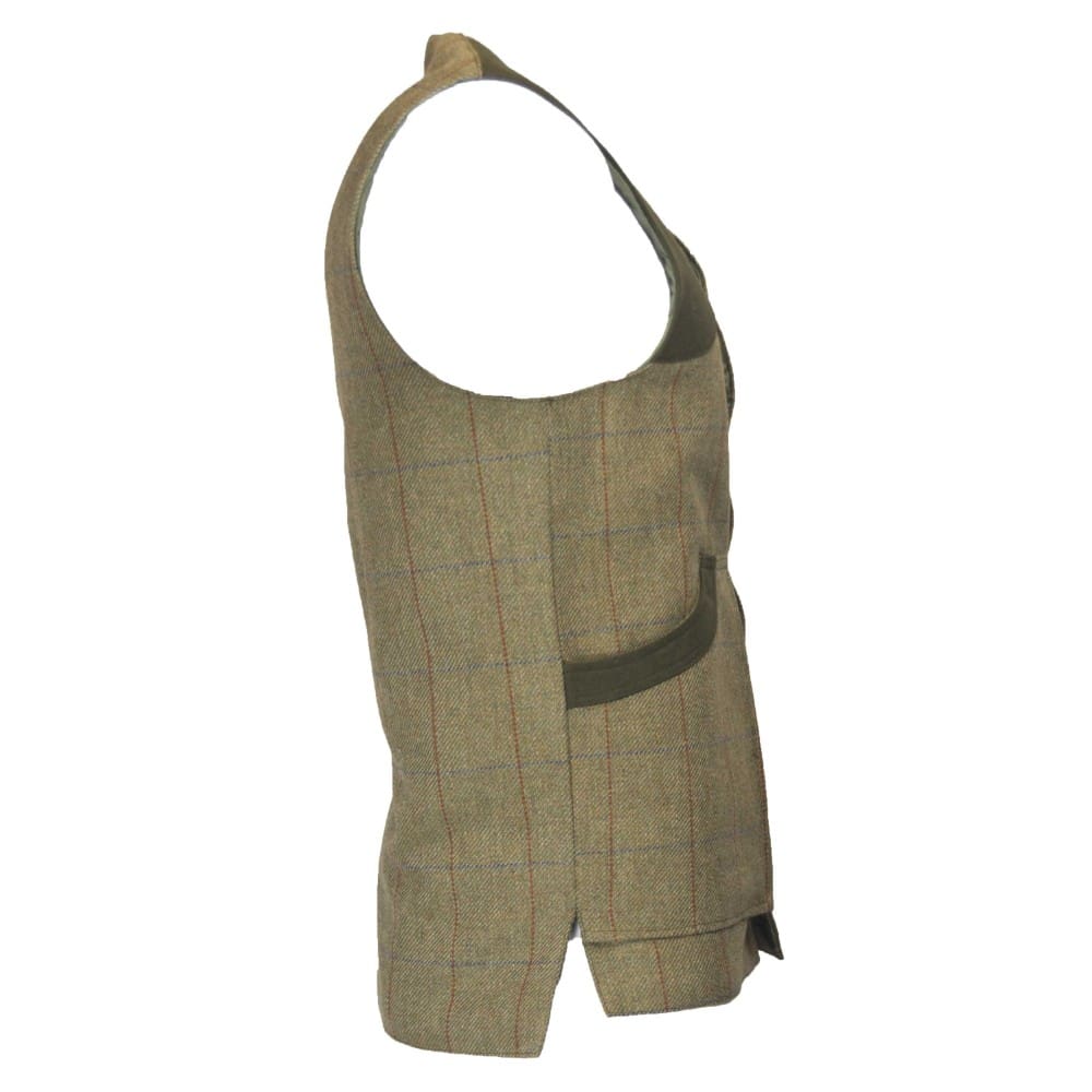 Men's Derby Tweed Winston Waistcoat in Forest Green, back