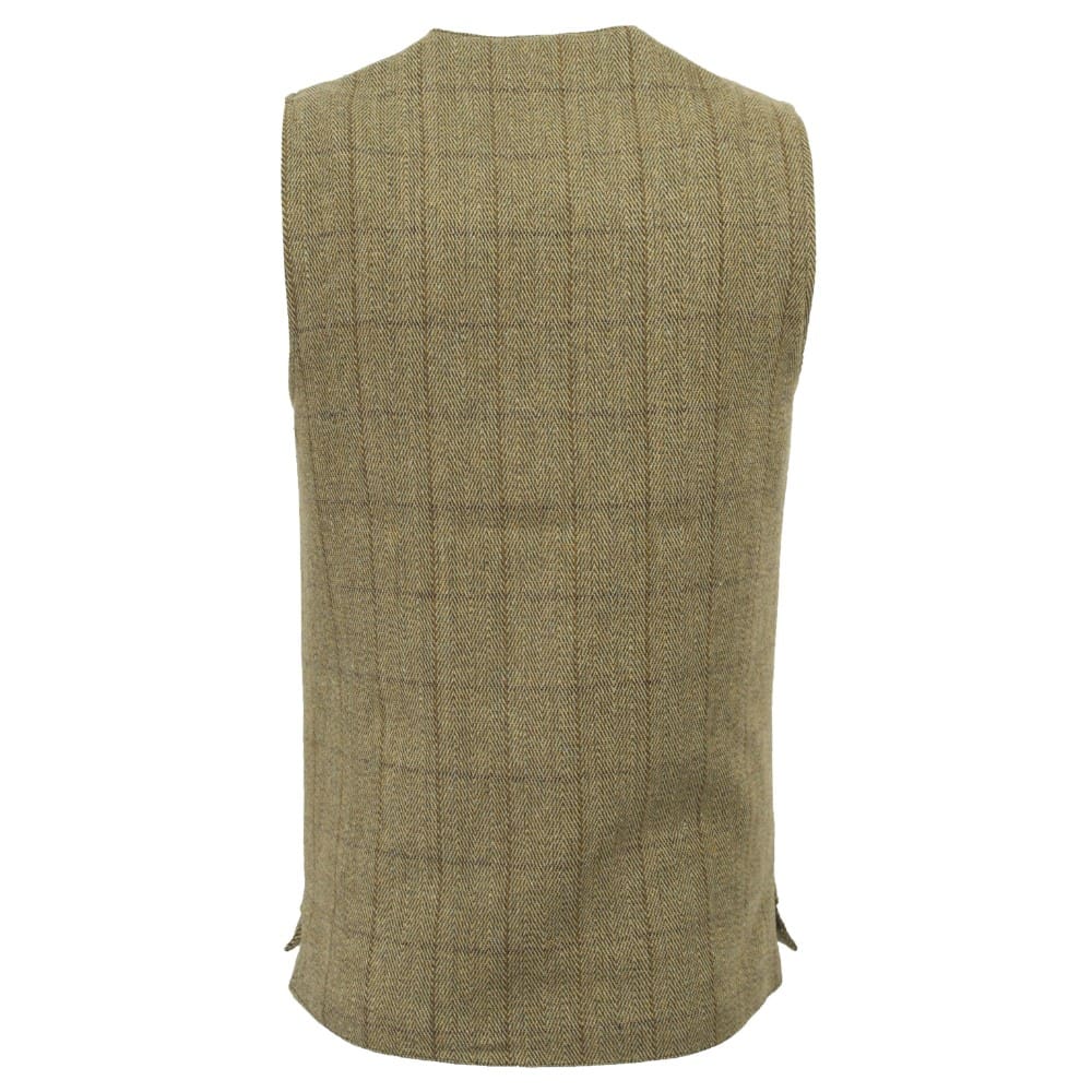 Men's Derby Tweed Winston Waistcoat in Light Sage, detail