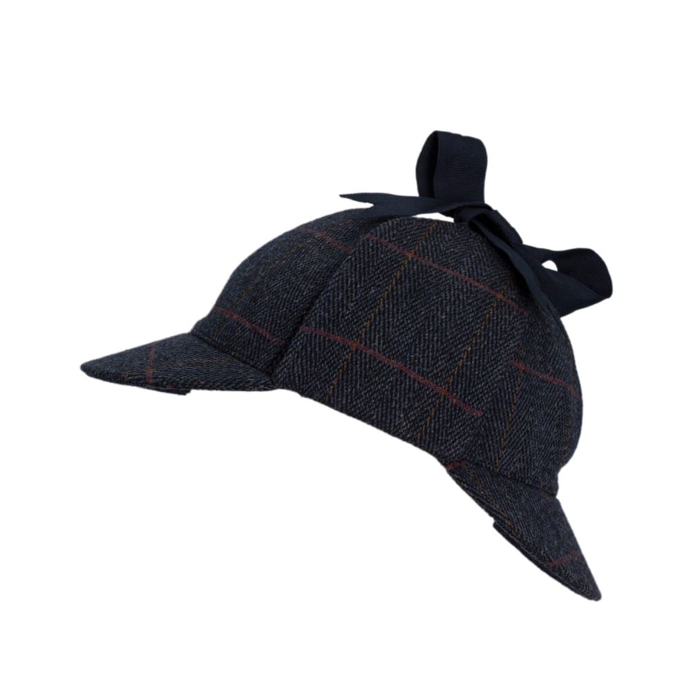 Derby Tweed Woodstock Deerstalker Hat in Blue Tweed, side