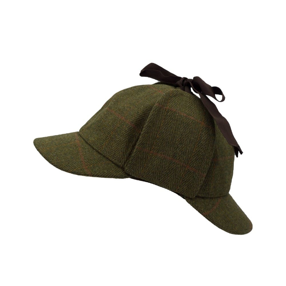 Derby Tweed Woodstock Deerstalker Hat in Dark Sage, side