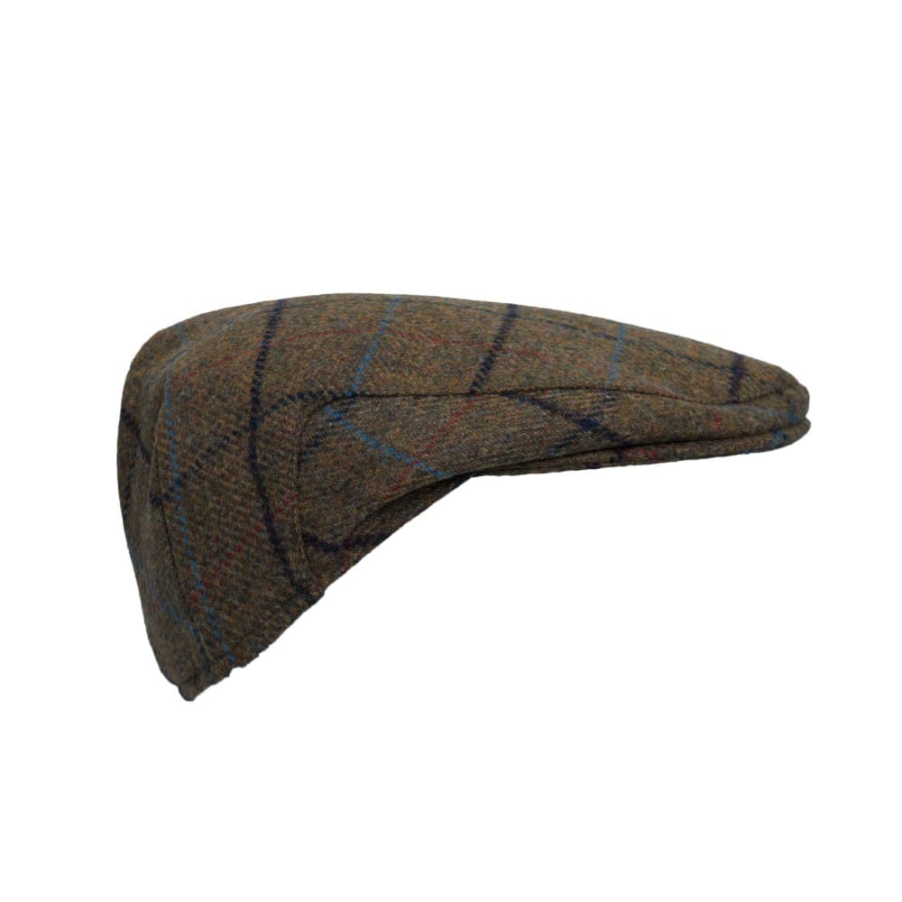Abraham Moon Tweed Alfred Flat Cap in Castleton Green, side