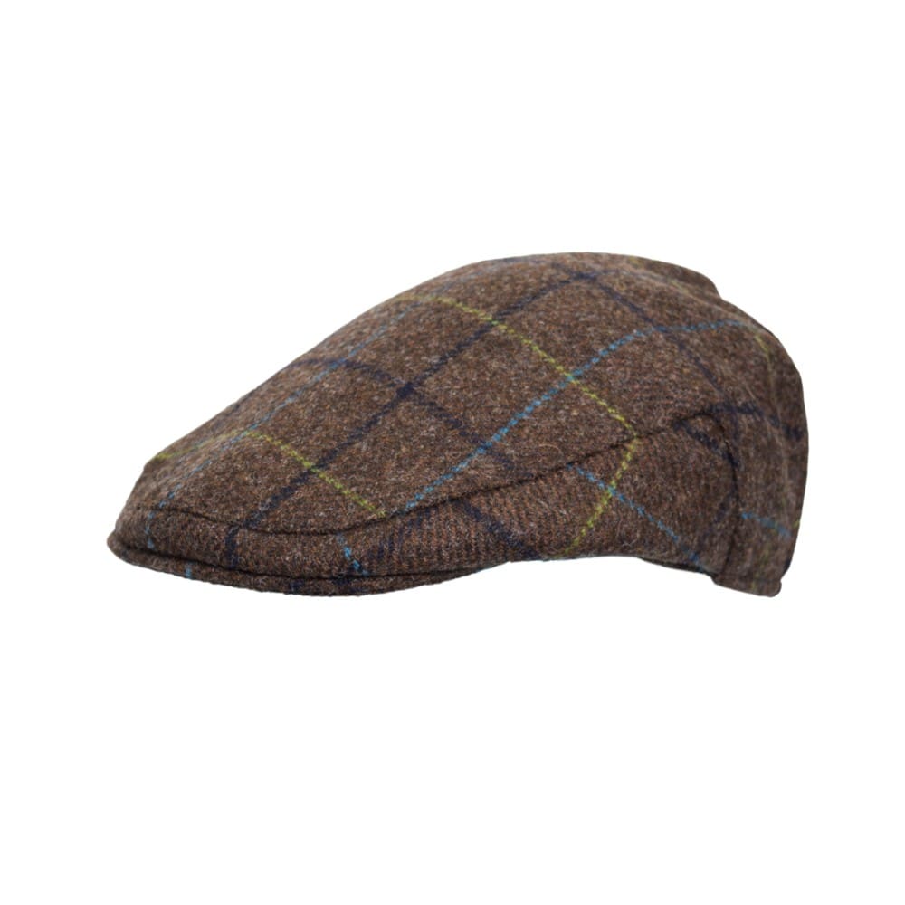 Abraham Moon Tweed Alfred Flat Cap in Oak Brown