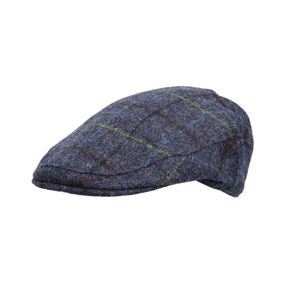 Abraham Moon Tweed Alfred Flat Cap in Royal Navy