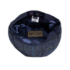Abraham Moon Tweed Alfred Flat Cap in Royal Navy, fabric detail