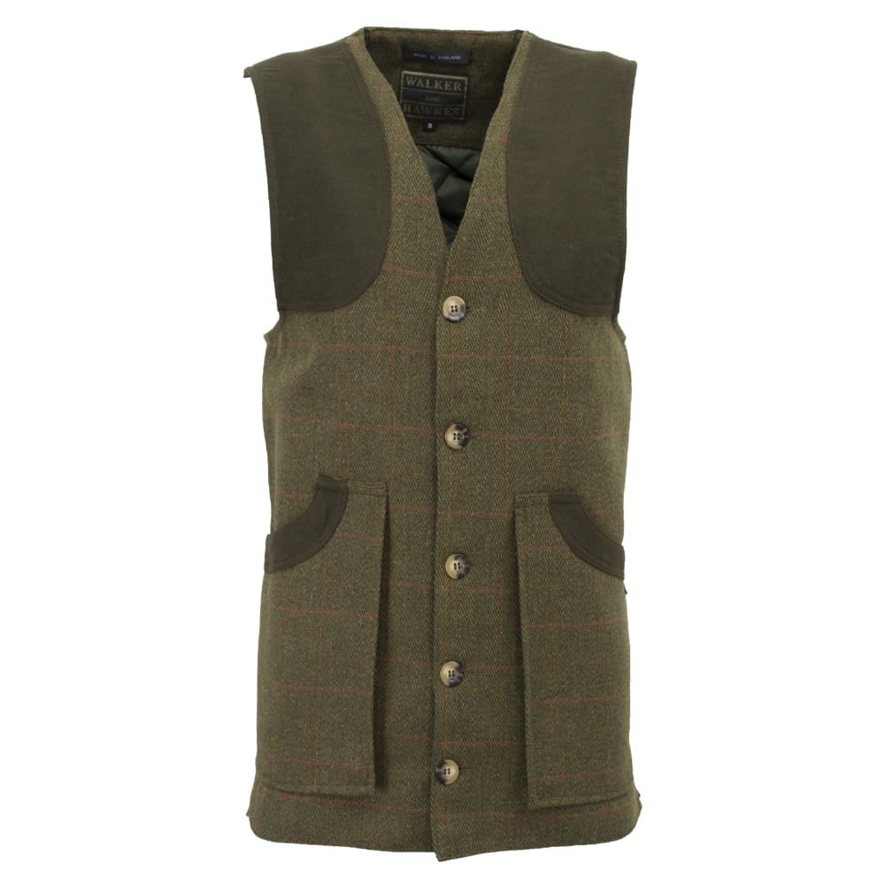 Men's Derby Tweed Winston Waistcoat in Dark Sage, front