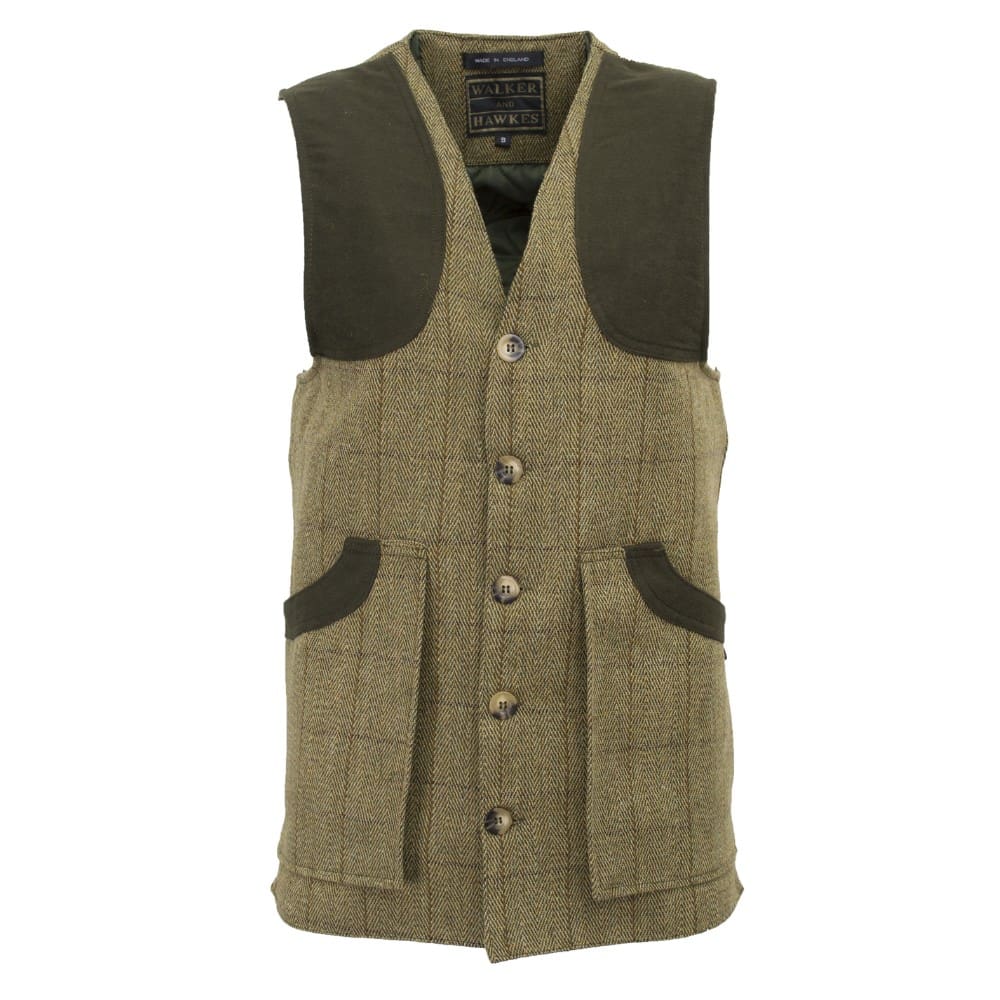 Men's Derby Tweed Winston Waistcoat in Light Sage, front