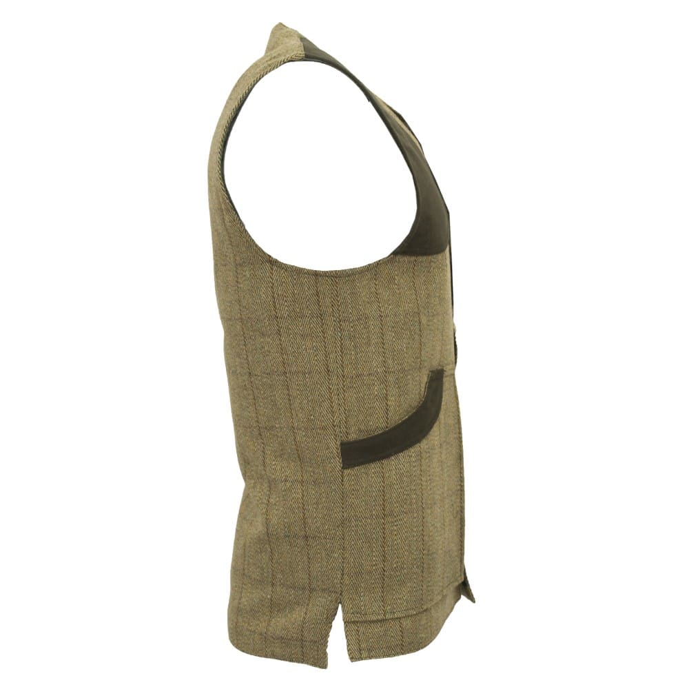 Men's Derby Tweed Winston Waistcoat in Light Sage, back
