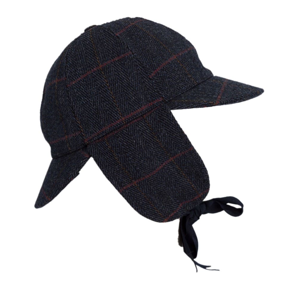 Derby Tweed Woodstock Deerstalker Hat in Blue Tweed, back