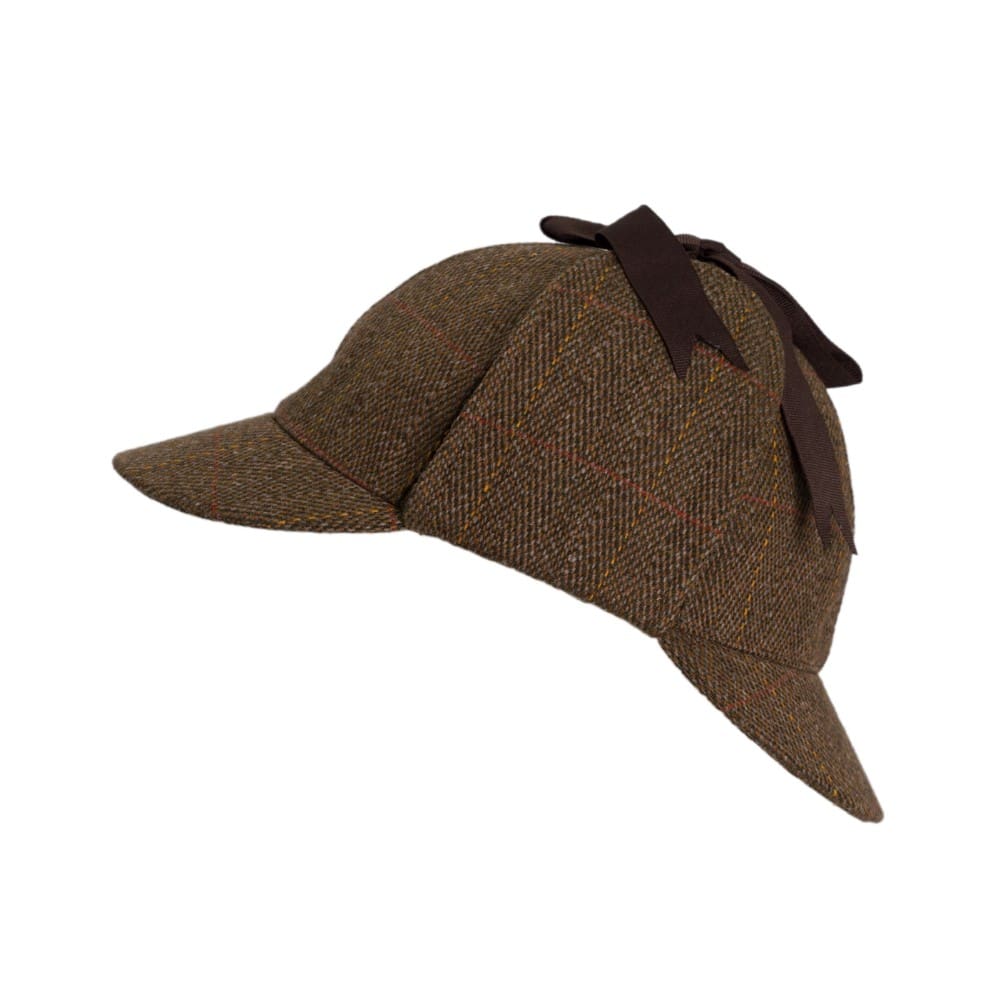 Derby Tweed Woodstock Deerstalker Hat in Brown Tweed, side