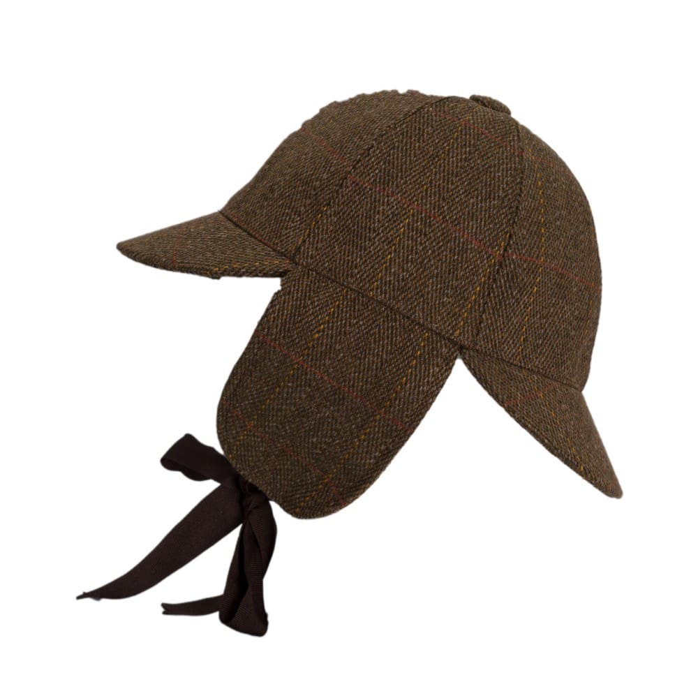 Derby Tweed Woodstock Deerstalker Hat in Brown Tweed, detail