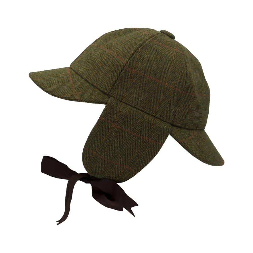 Derby Tweed Woodstock Deerstalker Hat in Dark Sage, detail